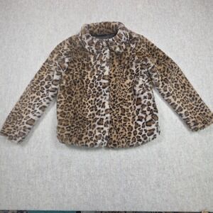 Vine And Valley Short Leopard Coat Soft Faux Fur Lined  Size‎ 14 Womens